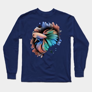 Betta Fish Watercolor Painting Long Sleeve T-Shirt